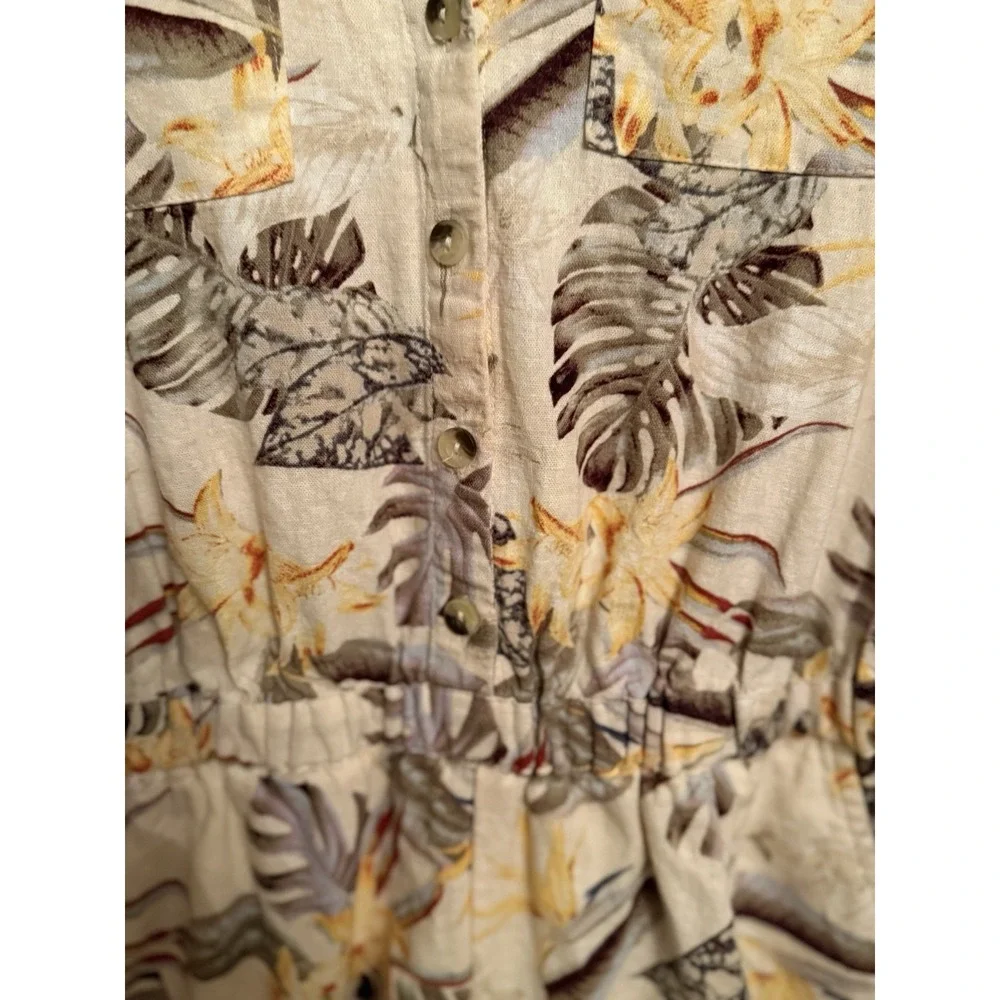 Guess‎ Floral Linen Blend Vintage Romper Size Med Beach Vibe Stunning